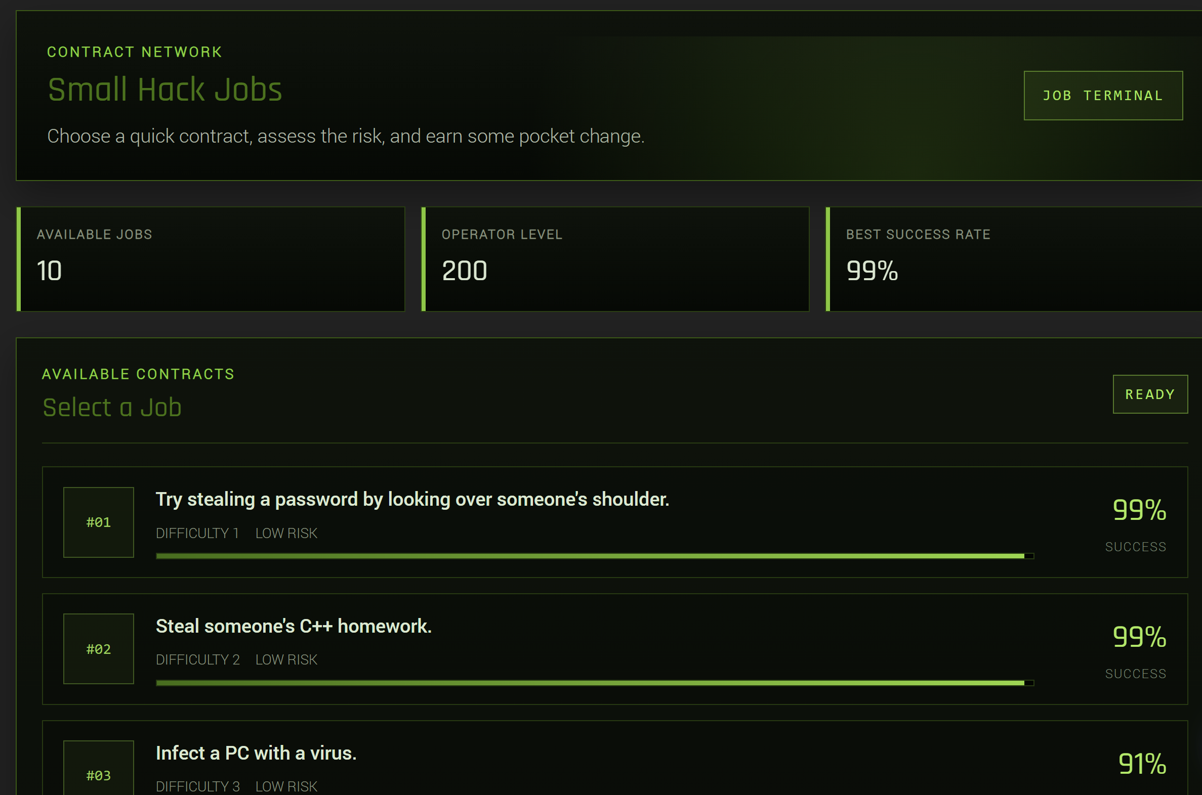Jobs interface